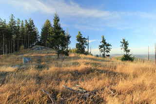 Celkový pohled na vrchol hory Dřevěná hůl s vrcholovou skalkou